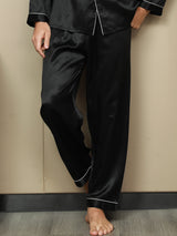 [Black] SilkSilky-UK Pure Silk Mens Sleep Bottoms 001,