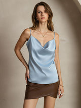 [Grayish Blue] SilkSilky-UK Spaghetti Strap Cowl Neck Camisole 001