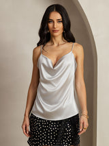 [Silver] SilkSilky-UK Spaghetti Strap Cowl Neck Camisole 001