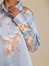 [Light Blue] SilkSilky-UK Long Sleeve Lapel Collar Women's Shirt 006