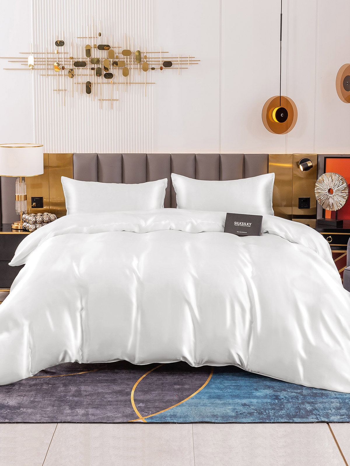 [White] SilkSilky-UK 19Momme Bed Linen Set 002