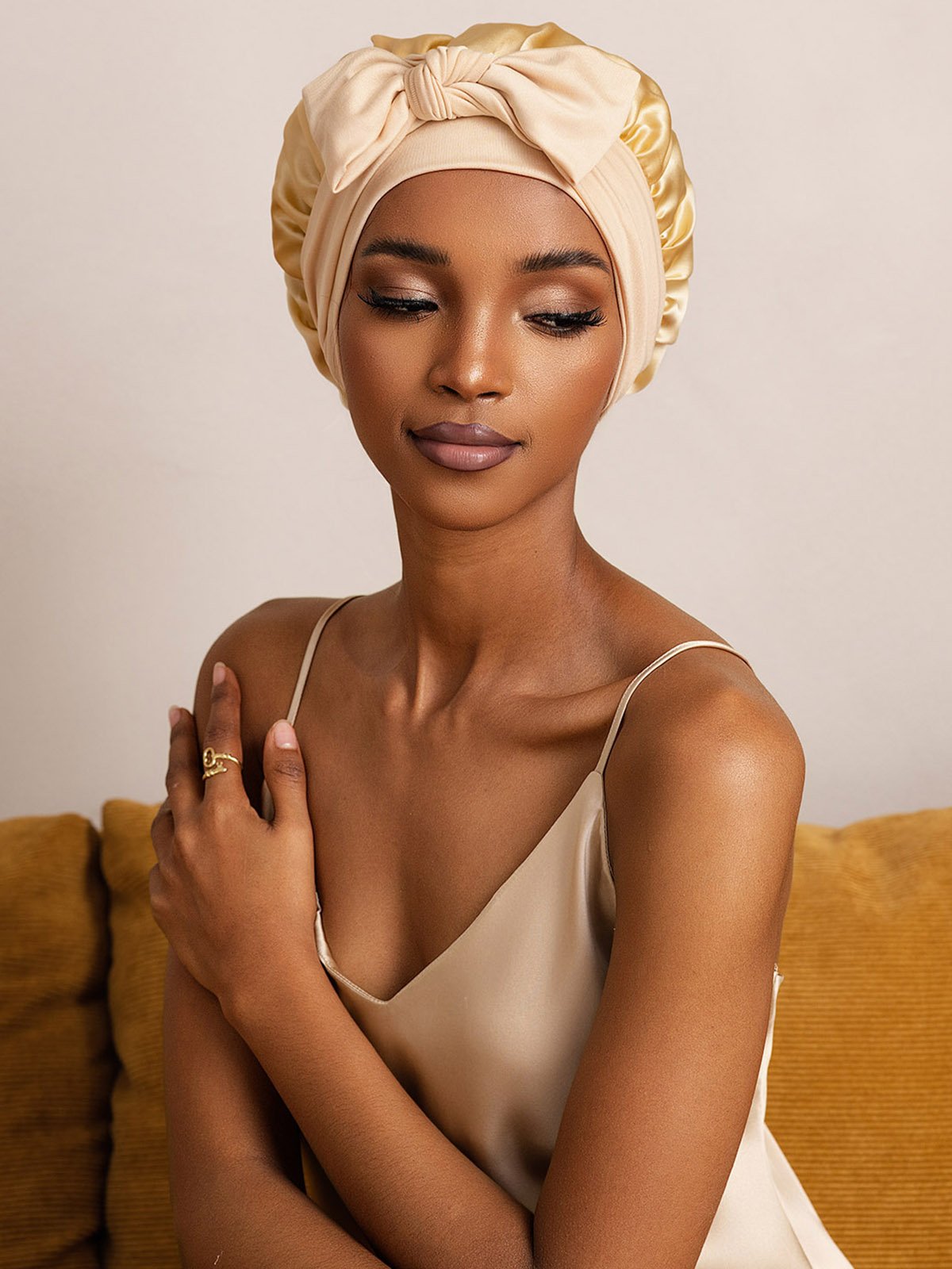 [Champagne] SilkSilky-UK Pure Silk Sleep Cap 006