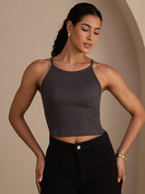 [Gray] SilkSilky-UK Sleeveless Crew Neck Camisole 003