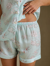[Sky Floral] SilkSilky-UK Short Sleeve Notch Collar Women's Pyjamas 006