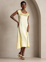 [Light Yellow] SilkSilky-UK Cap Sleeve Dress 003