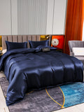 SilkSilky UK 22Momme Pure Silk Bedding Set DarkBlue 004