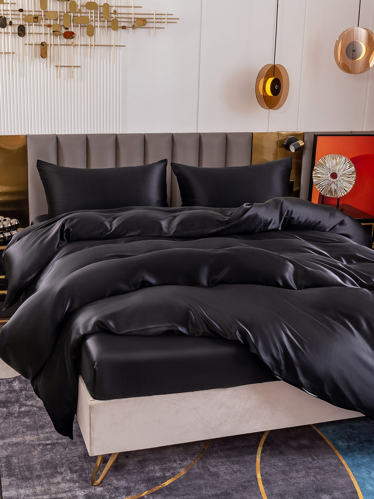 SilkSilky-UK 19Momme Pure Silk Duvet Cover Black 011