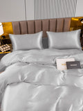 SilkSilky UK 22Momme Pure Silk Bedding Set Silver 005