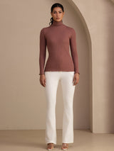 [Cameo Rose] SilkSilky-UK Long Sleeve Turtle Neck Women's T-Shirt 007