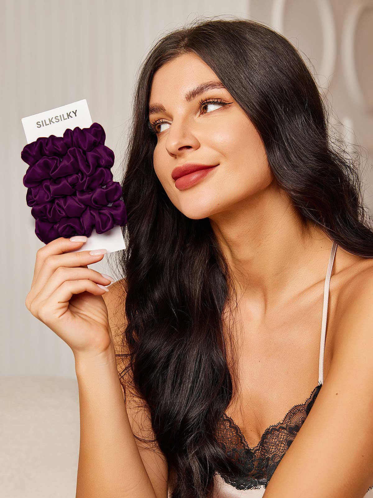 [Deep Purple] SilkSilky-UK 19Momme Pure Silk Scrunchie 001