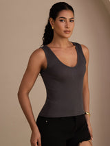 [Gray] SilkSilky-UK Sleeveless Deep V Neck Camisole 004
