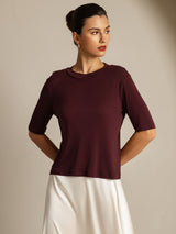[Windsor Wine] SilkSilky-UK Half Sleeve Crew Neck Women's T-Shirt 001