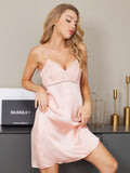 SilkSilky UK Pure Silk Sleeveless V Neck Nightdress LightPink 004