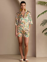 [Sand Crocodile] SilkSilky-UK Short Sleeve Notch Collar Women's Pyjamas 006