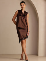 [Bitter Chocolate] SilkSilky-UK Sleeveless Tie Neck Camisole 006