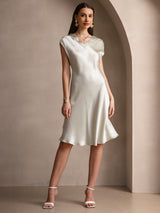 [Light Green] SilkSilky-UK Cap Sleeve V Neck Nightdress 001