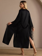 [Black] SilkSilky-UK 3/4 Sleeve Womens Robe 002