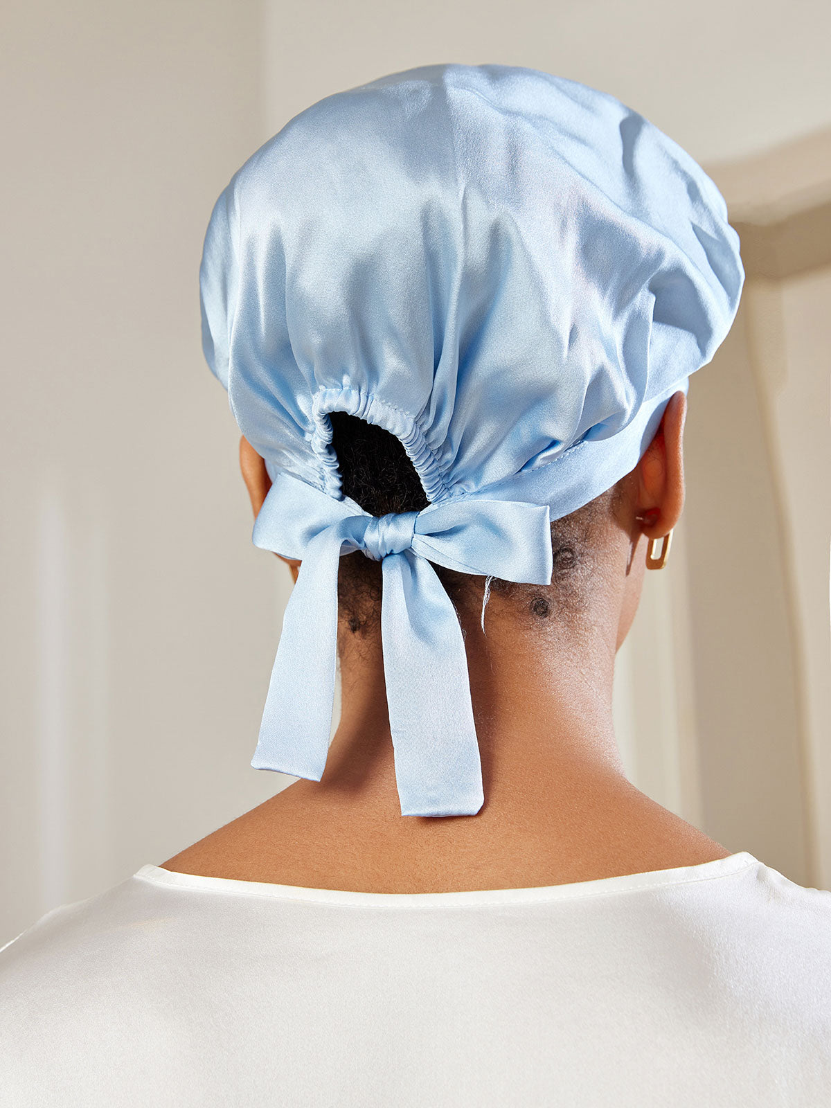 SilkSilky UK Pure Silk Sleep Cap LightBlue 003