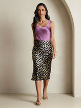[Leopard] SilkSilky-UK 19Momme Pure Silk Skirt 009,