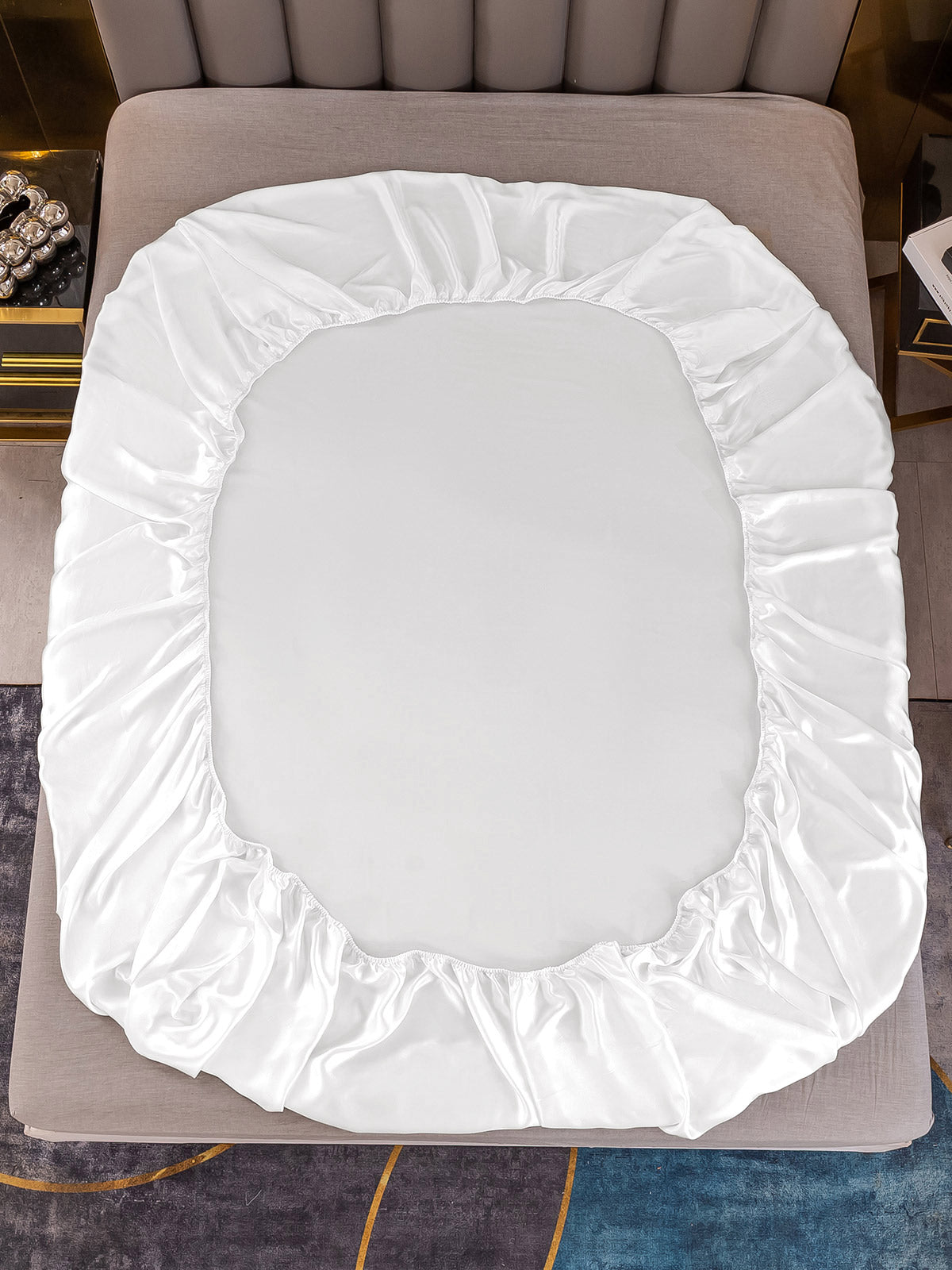 [White] SilkSilky-UK 25Momme Pure Silk Sheet 003