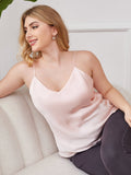 SilkSilky UK Pure Silk V Neck Plus Size Camisole Top Pink 001