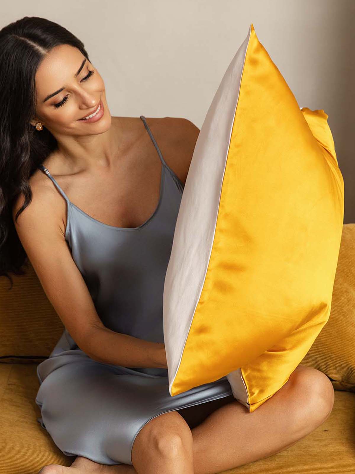 [Gold+LightBeige] SilkSilky-UK 22Momme Pure Silk Pillowcase 002