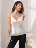 SilkSilky UK Pure Silk Sleeveless Cowl Neck Camisole White 004