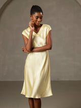 [Yellow] SilkSilky-UK Cap Sleeve V Neck Nightdress 001