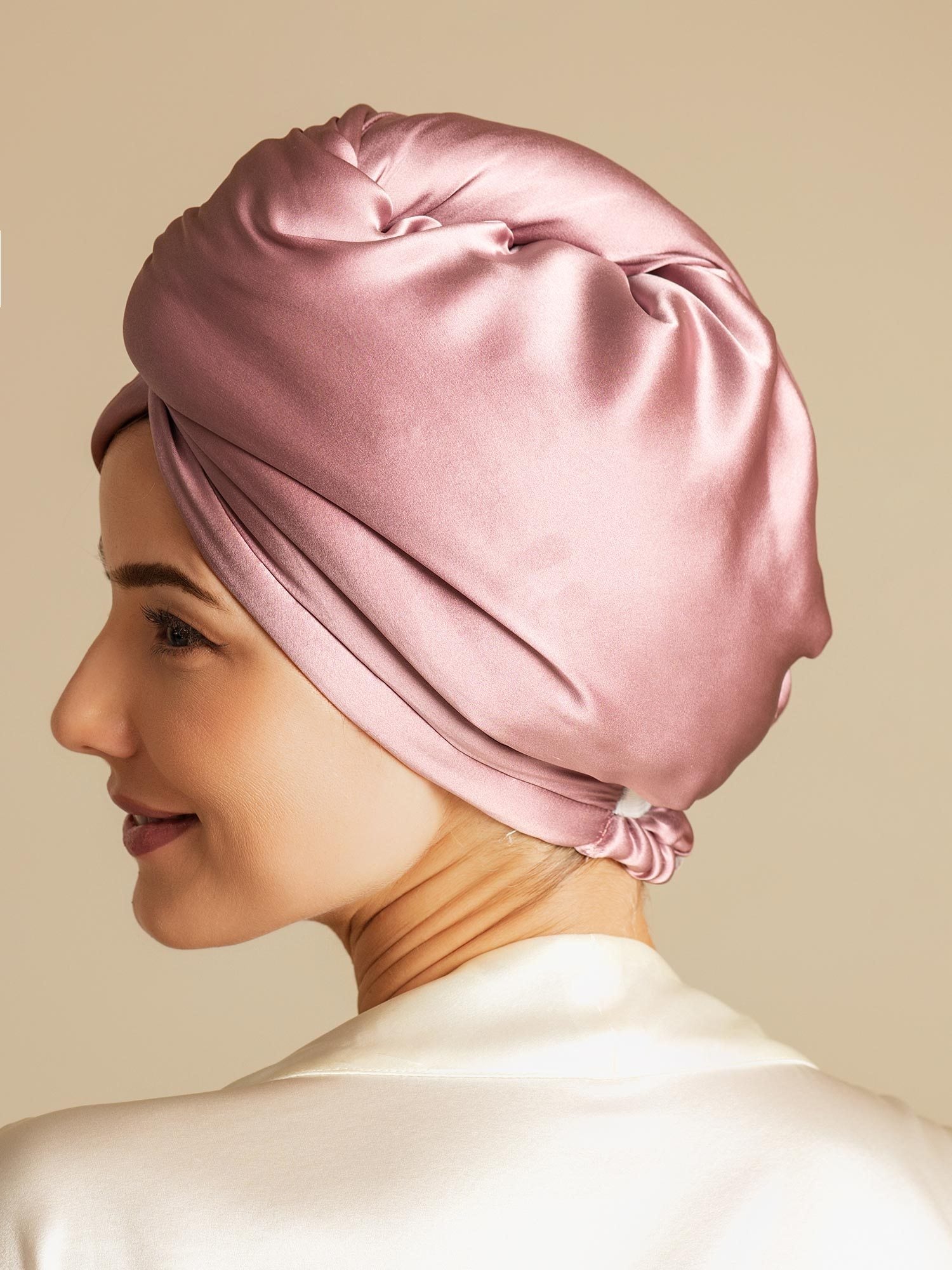 [Pale Mauve] SilkSilky-UK Pure Silk Wrap Hair Towel Wrap 002,