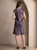 SilkSilky-UK Pure Silk Sleeveless V Neck Nightdress PurpleGray 002