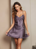 SilkSilky UK Pure Silk Sleeveless Nightgown PurpleGray 001