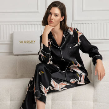 [Pink] SilkSilky-UK Pure Silk Nightgown&Robe Set 001