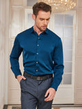 SilkSilky UK Silk Long Sleeve Collar Men's Shirt Teal 003