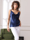 SilkSilky UK Pure Silk Sleeveless Cowl Neck Camisole DarkBlue 002