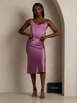 [Deep Purple] SilkSilky-UK Spaghetti Strap Cowl Neck Camisole 007