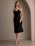 SilkSilky UK Pure Silk V Neck Dress Black 006