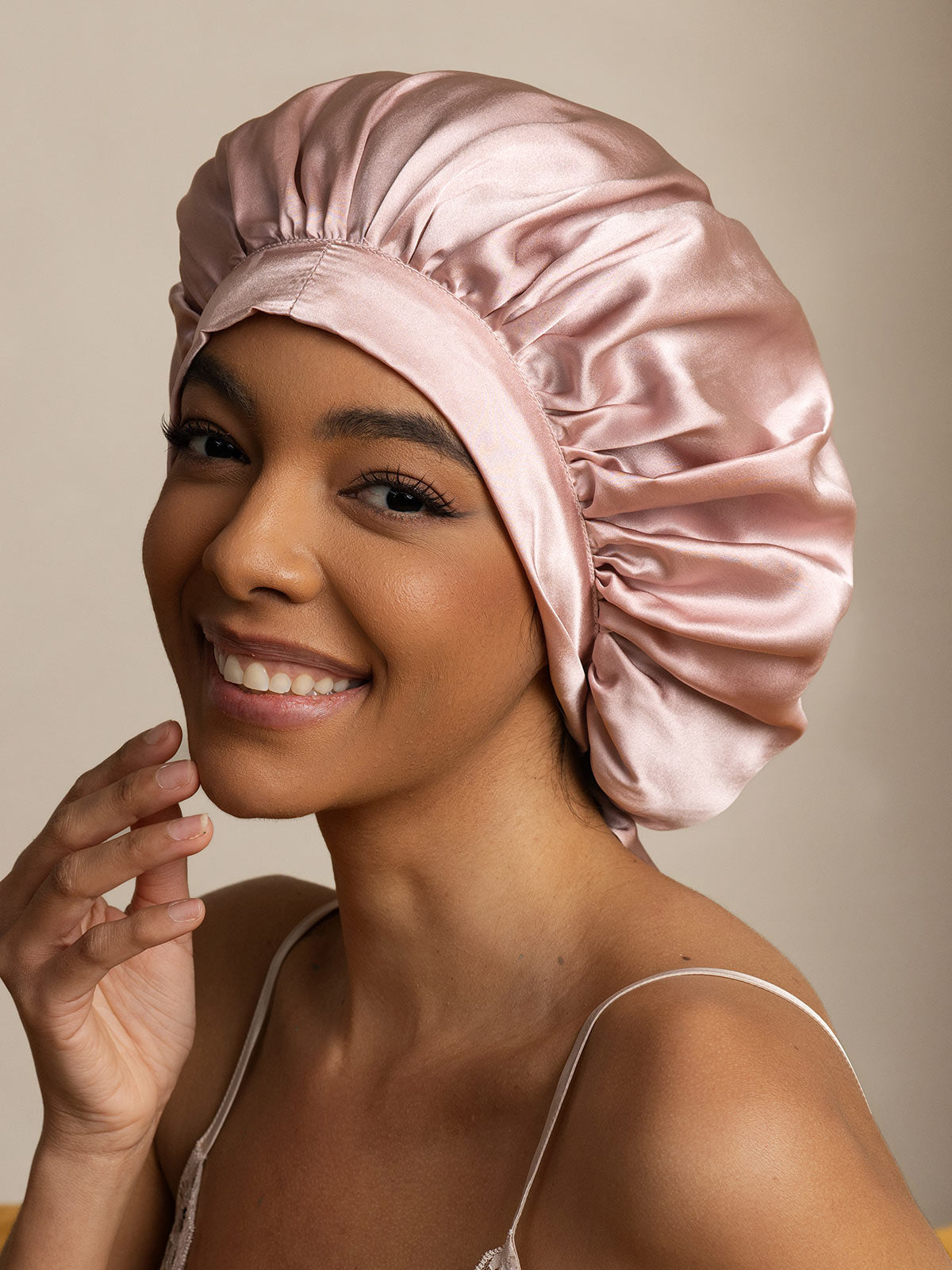 SilkSilky-UK Pure Silk Sleep Cap Pink 005