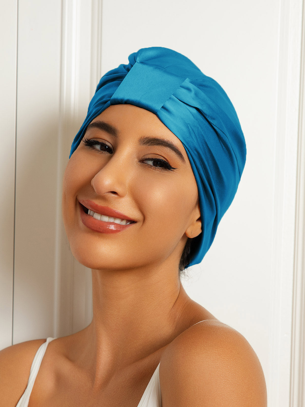 SilkSilky-UK Pure Silk Sleep Cap Teal 001