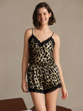 SilkSilky-UK Pure Silk V Neck Camisole Set Leopard 007