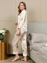[Light Pink] SilkSilky-UK Long Sleeve Lapel Collar Women's Pyjamas 002