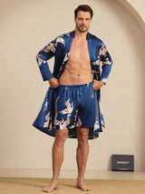 [Dark Blue] SilkSilky-UK 19Momme Long Sleeve Mens Pajamas 001