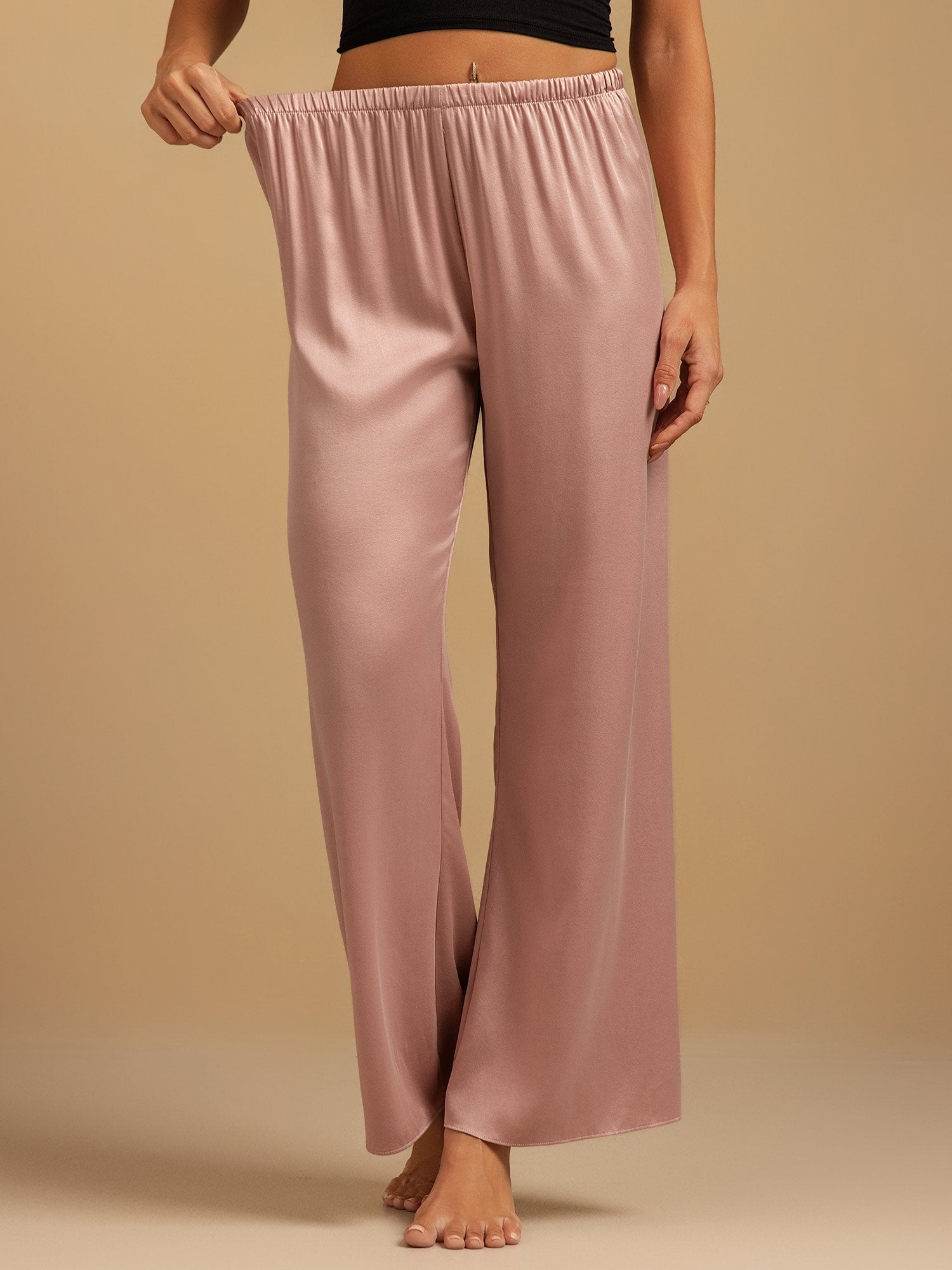 [Peach Skin] SilkSilky-UK 19Momme Washable Silk Womens Sleep Bottoms 001,