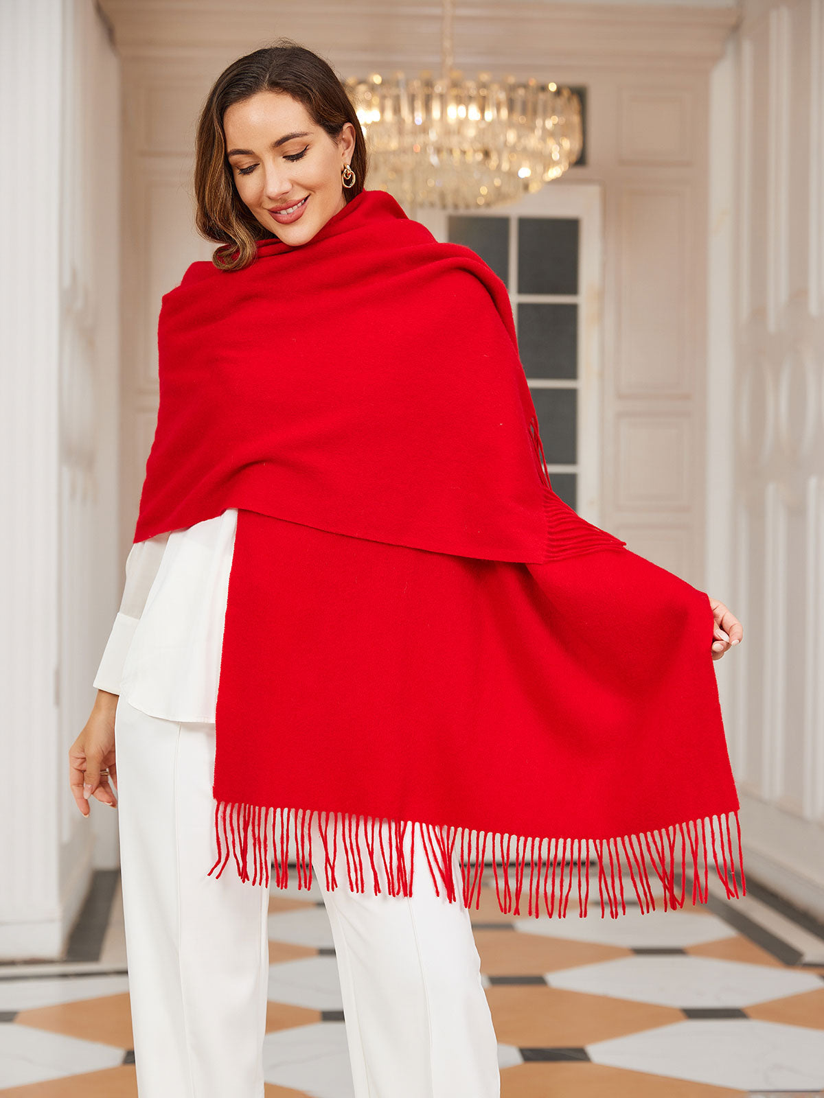 [Red] SilkSilky-UK Wool Scarf 001