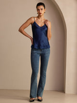 [Dark Blue] SilkSilky-UK Spaghetti Strap V Neck Camisole 007