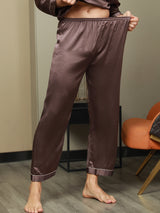 [Coffee] SilkSilky-UK Pure Silk Mens Sleep Bottoms 005,