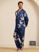 [Dark Blue] SilkSilky-UK Long Sleeve Notch Collar Men's Pyjamas 005