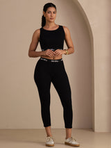 [Black] SilkSilky-UK Sleeveless Crew Neck Women's Outfit Sets 008