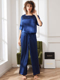 SilkSilky-UK-Pure-Silk-Half-Sleeve-Round-Neck-Women's-Pyjamas-Dark-Blue-003