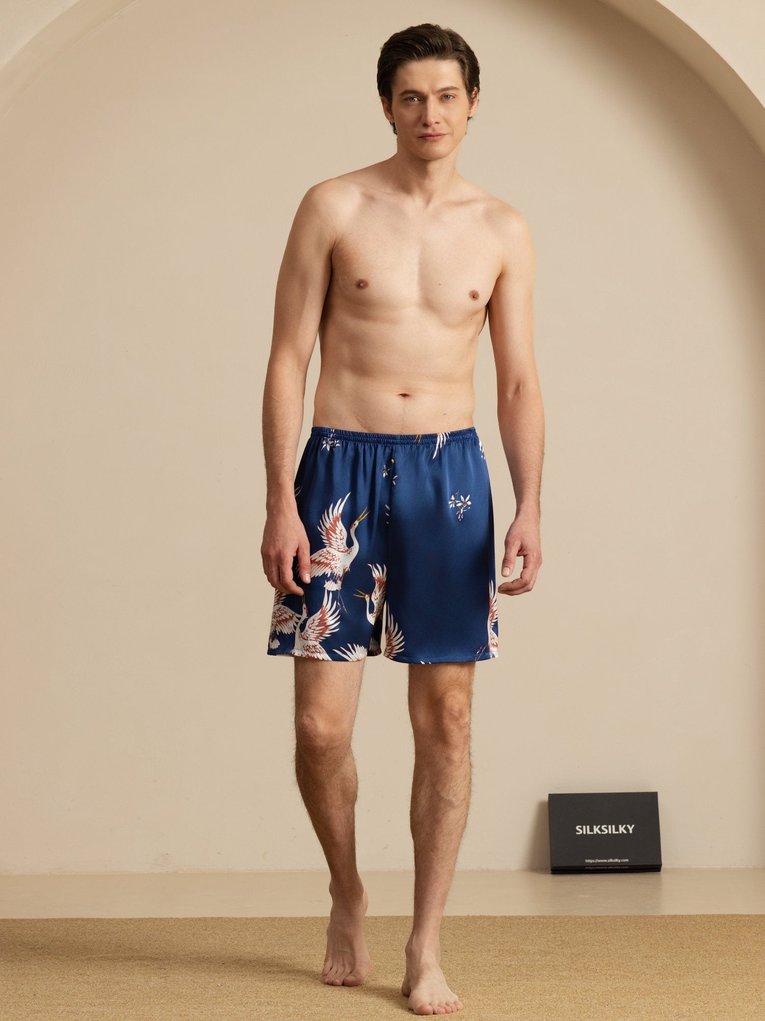 [Dark Blue] SilkSilky-UK 19Momme Mens Sleep Bottoms 005