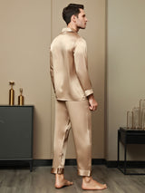 [Champagne] SilkSilky-UK Pure Silk Long Sleeve Lapel Men's Pyjamas 002